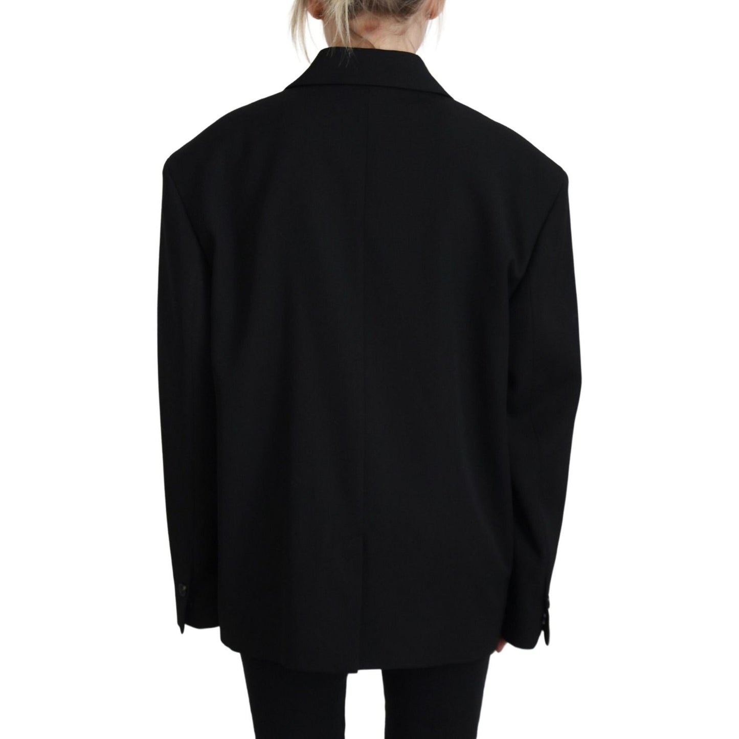 Dsquared² Black Double Breasted Coat Blazer Jacket Dsquared² Black