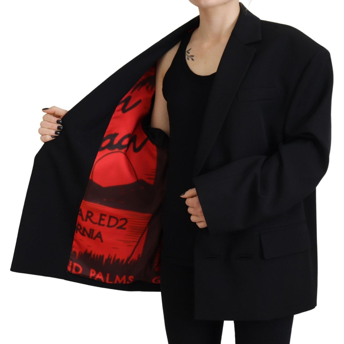 Dsquared² Black Double Breasted Coat Blazer Jacket Dsquared² Black