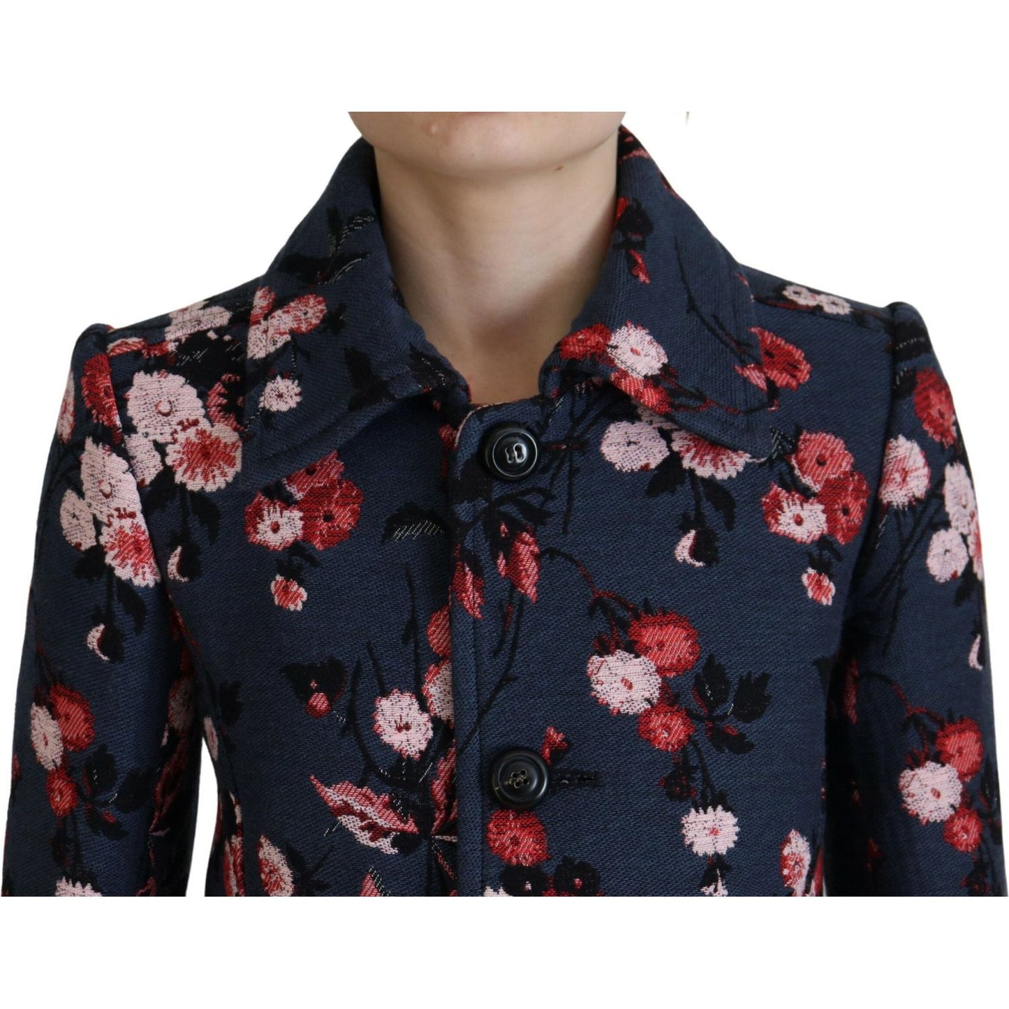 Dsquared² Multicolor Printed Women Long Coat Blazer Jacket Dsquared² Dark Slate Gray