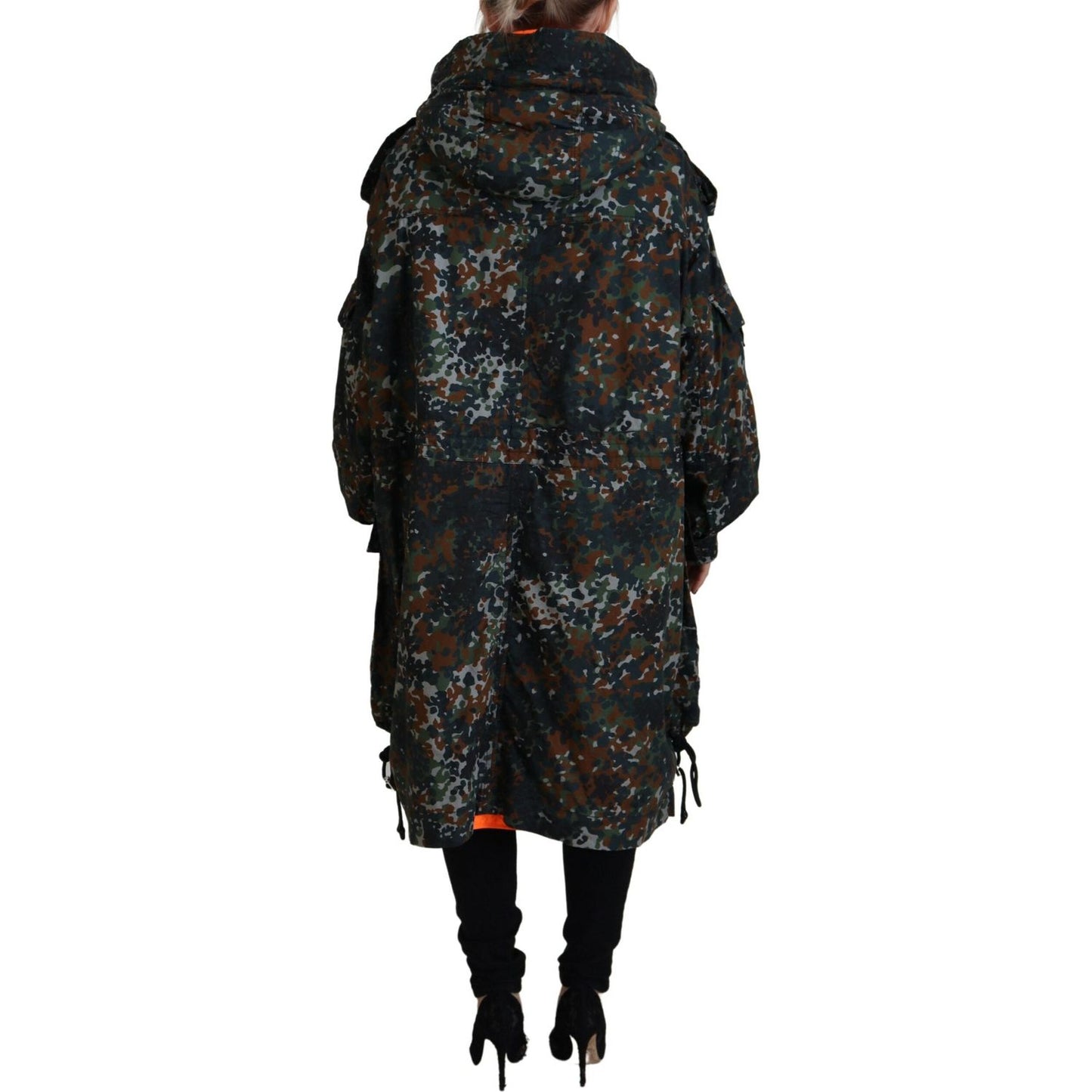 Dsquared² Green Hooded Goth Camouflage Print Parka Coat Jacket Dsquared² Black