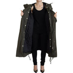 Dsquared² Green Hooded Full Zip Long Parka Coat Jacket Dsquared² Black