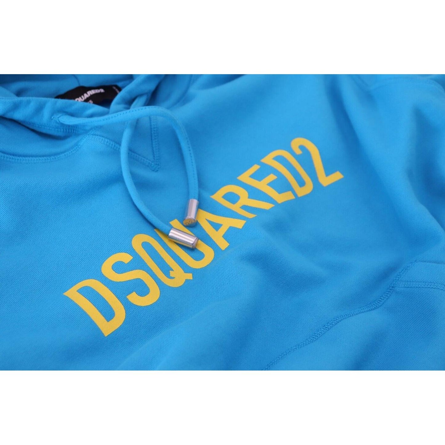 Dsquared² Blue Logo Print Cotton Hoodie Sweatshirt Sweater Dsquared² Steel Blue