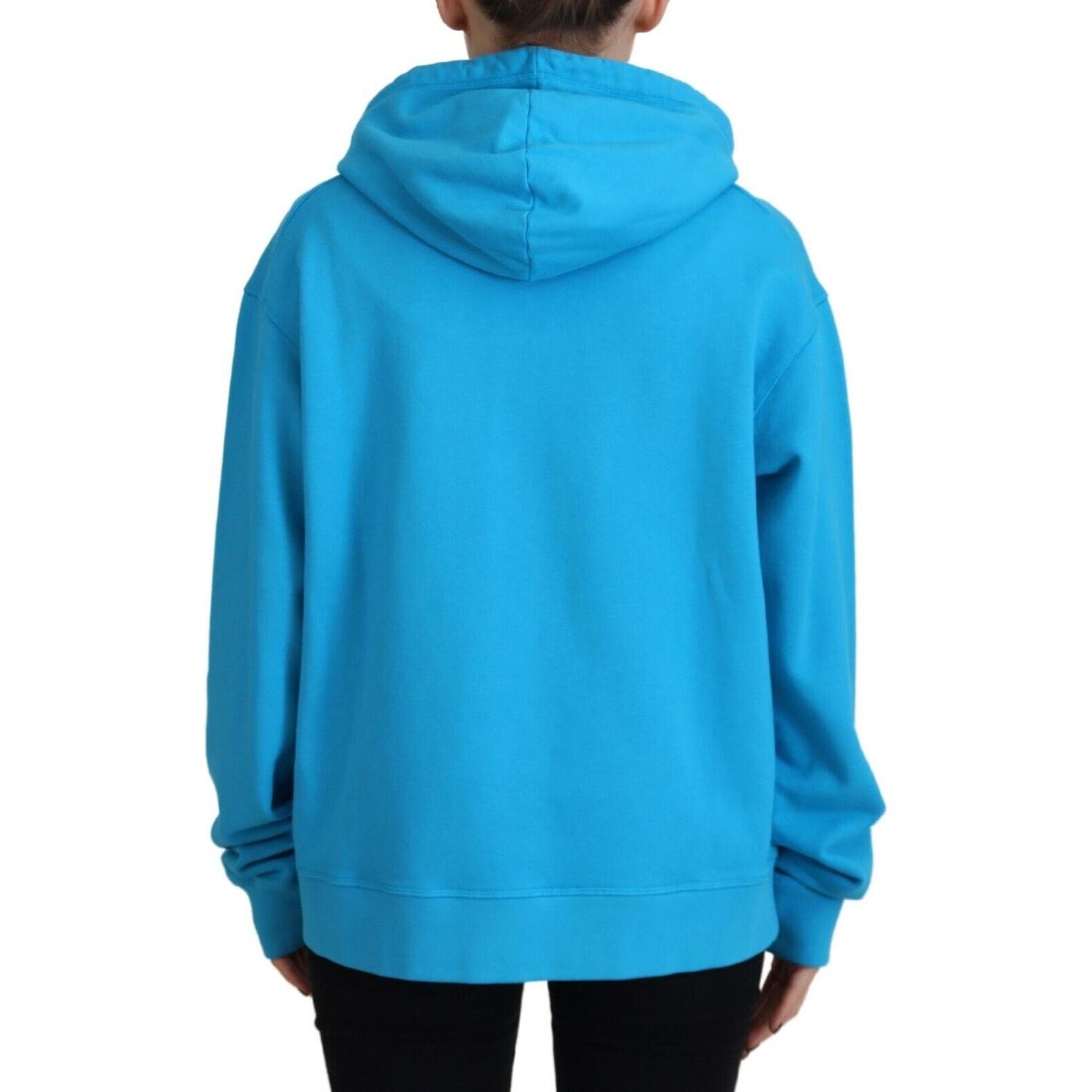 Dsquared² Blue Logo Print Cotton Hoodie Sweatshirt Sweater Dsquared² Light Sea Green