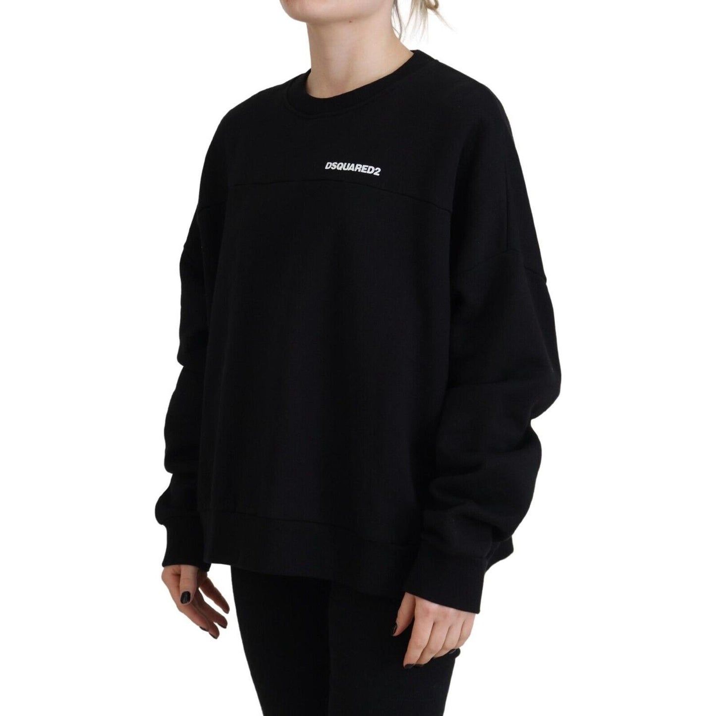 Dsquared² Black Cotton Printed Women Long Sleeve Sweater Dsquared² Black