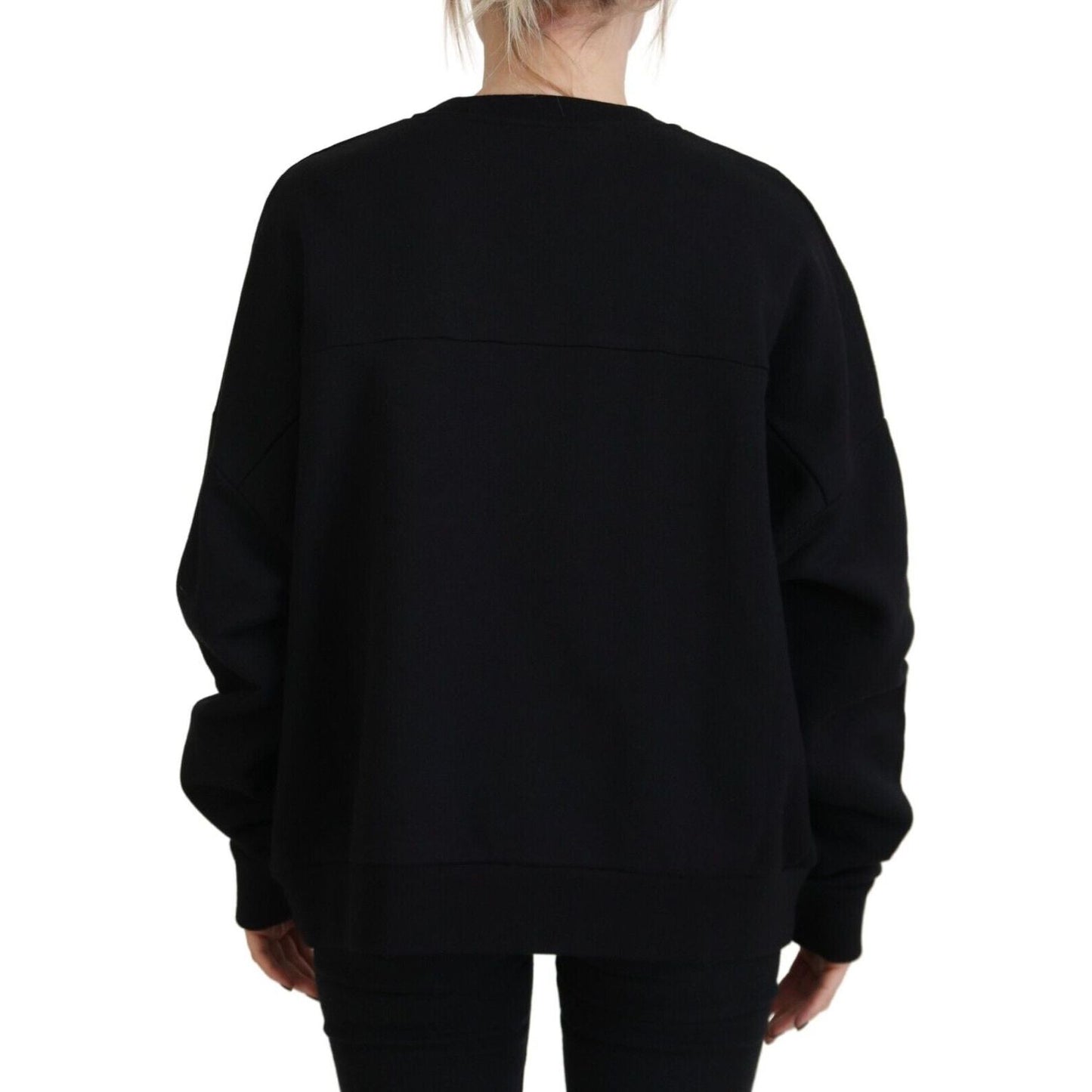 Dsquared² Black Cotton Printed Women Long Sleeve Sweater Dsquared² Black