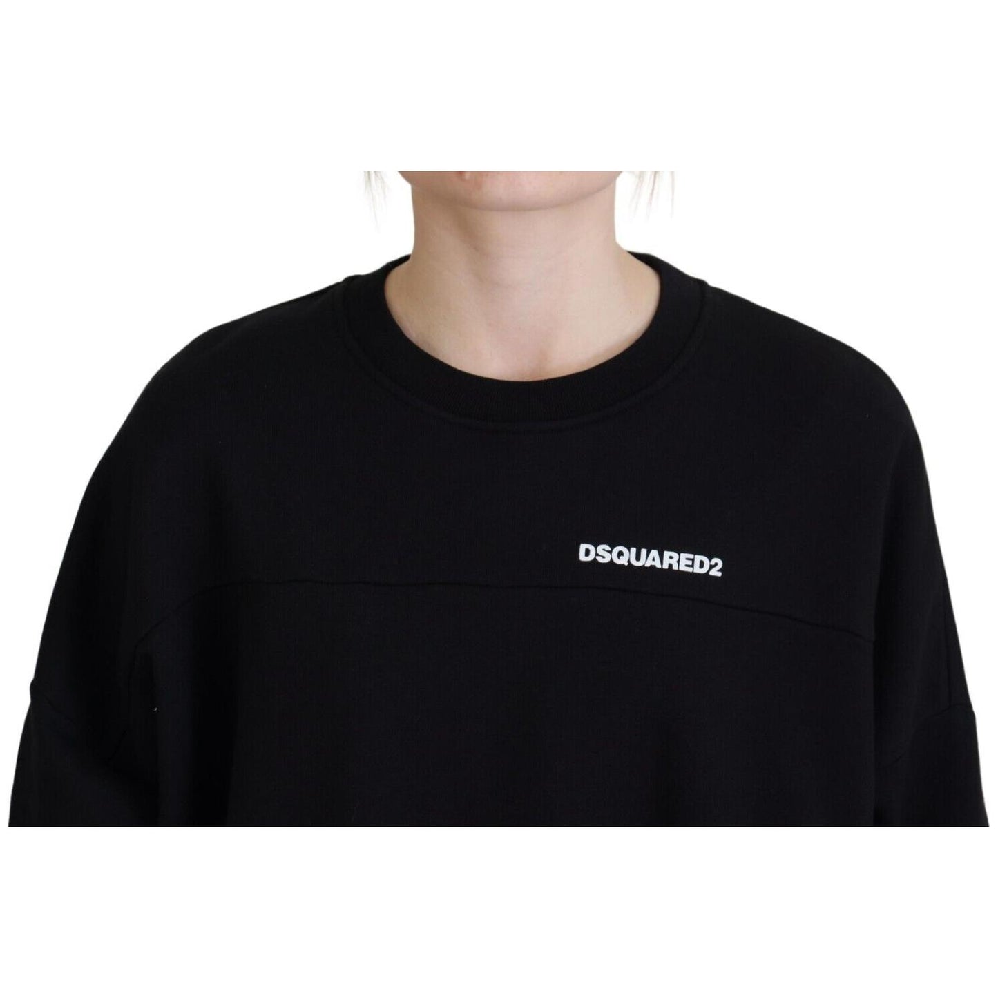 Dsquared² Black Cotton Printed Women Long Sleeve Sweater Dsquared² Black