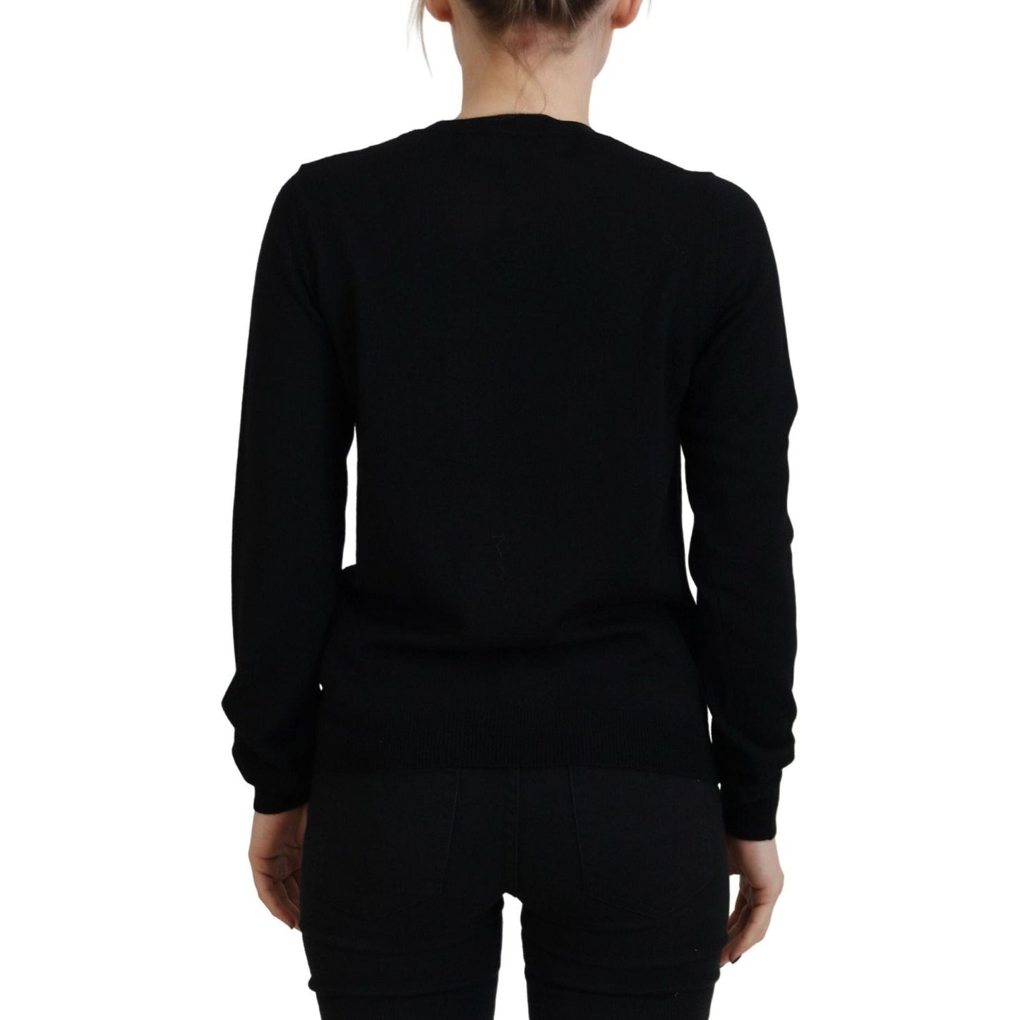 Dsquared² Black Virgin Wool Logo Print Long Sleeves Sweater Dsquared² Black