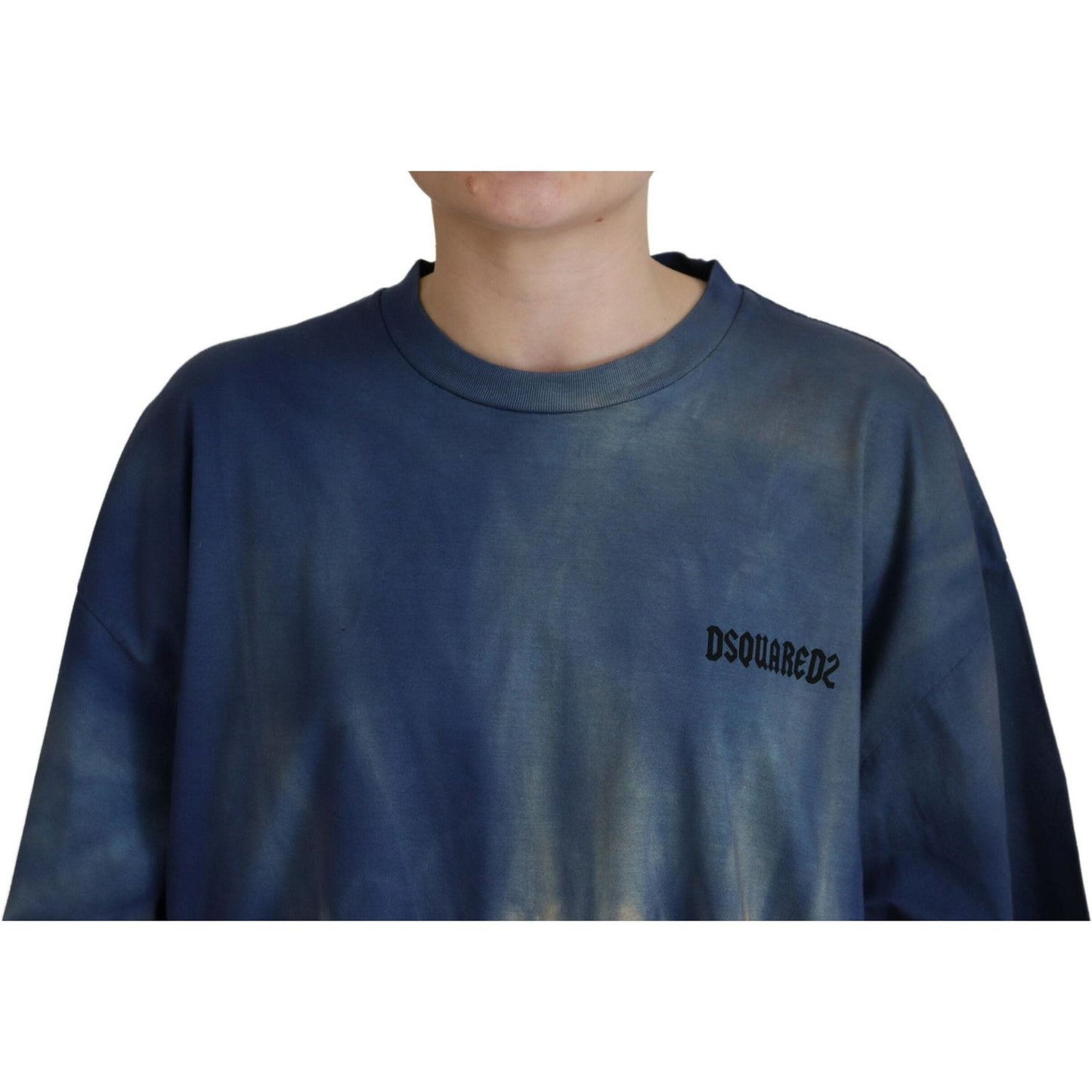 Dsquared² Blue Cotton Tie Dye Short Sleeves Lace T-shirt Dsquared² Dark Slate Gray
