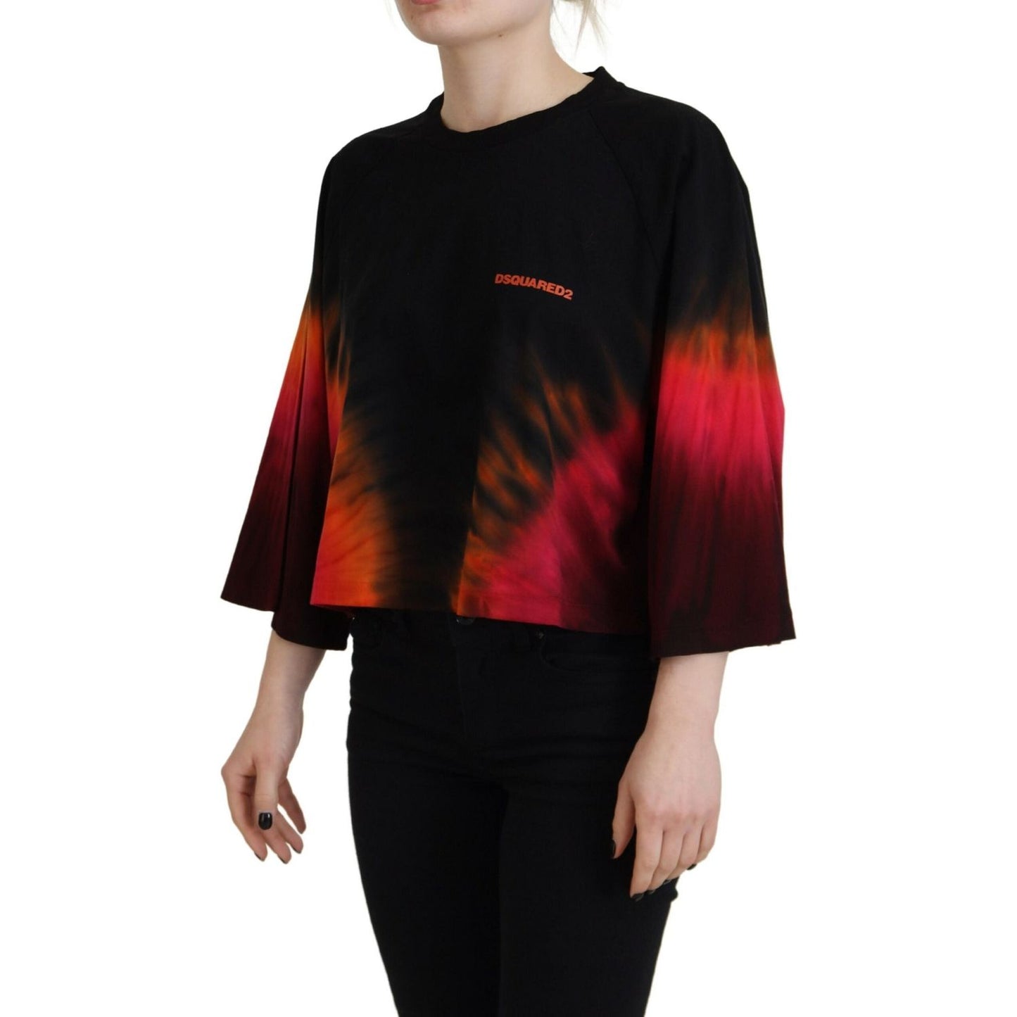 Dsquared² Black Cotton Tie Dye Crew Neck Casual Top Dsquared² Rosy Brown