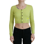 Dsquared² Yellow Green Cashmere Long Sleeves Cropped Sweater Dsquared² Dark Khaki