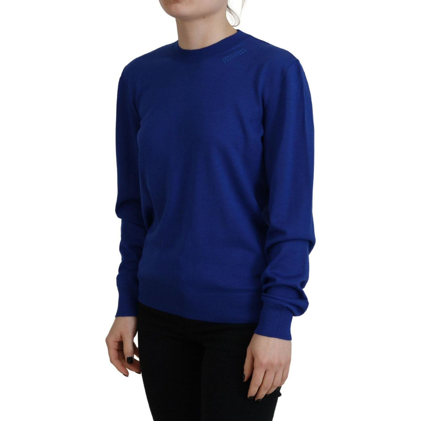 Dsquared² Blue Long Sleeve Crew Neck Casual Sweater Dsquared² Midnight Blue