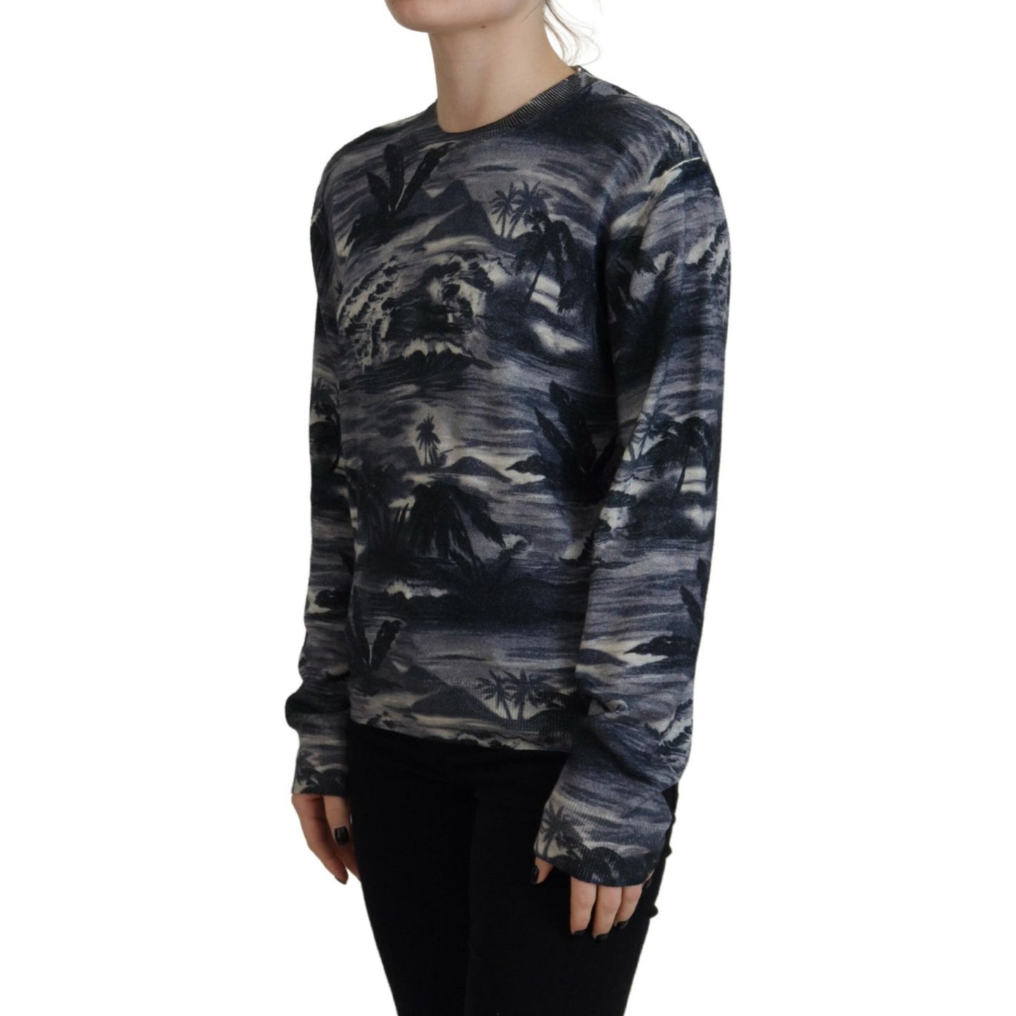 Dsquared² Black Long Sleeve Thunder Sky Print Casual Sweater Dsquared² Dark Slate Gray