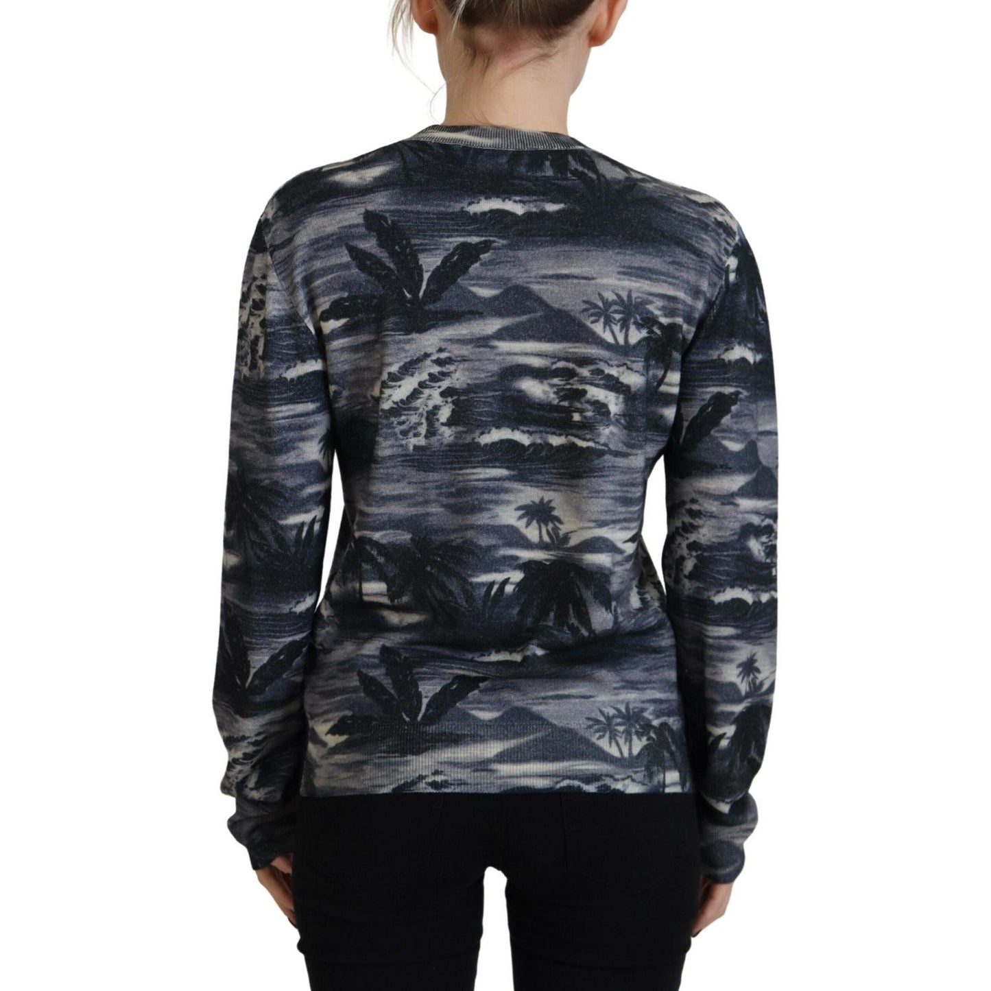 Dsquared² Black Long Sleeve Thunder Sky Print Casual Sweater Dsquared² Dark Slate Gray