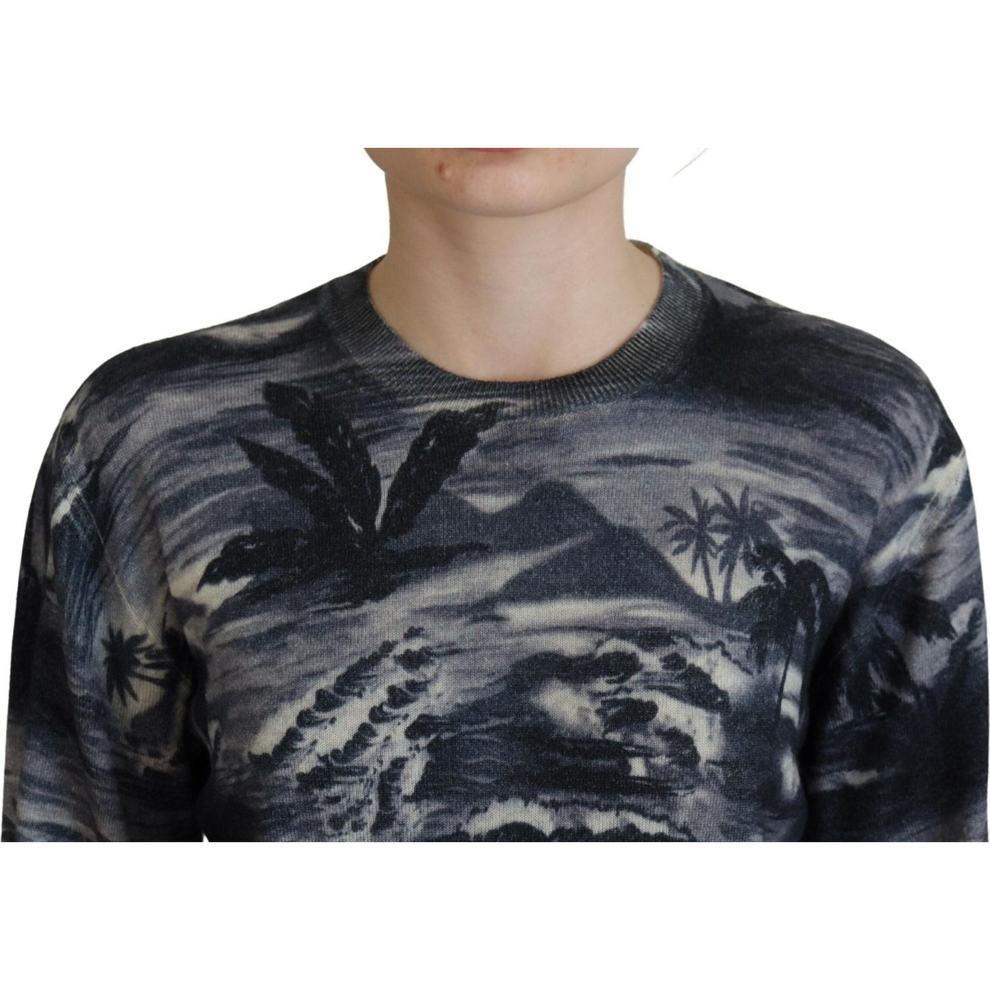 Dsquared² Black Long Sleeve Thunder Sky Print Casual Sweater Dsquared² Dark Slate Gray