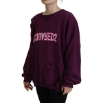 Dsquared² Purple Cotton Distressed Printed Long Sleeve Sweater TSH83438-38