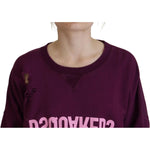 Dsquared² Purple Cotton Distressed Printed Long Sleeve Sweater TSH83438-38
