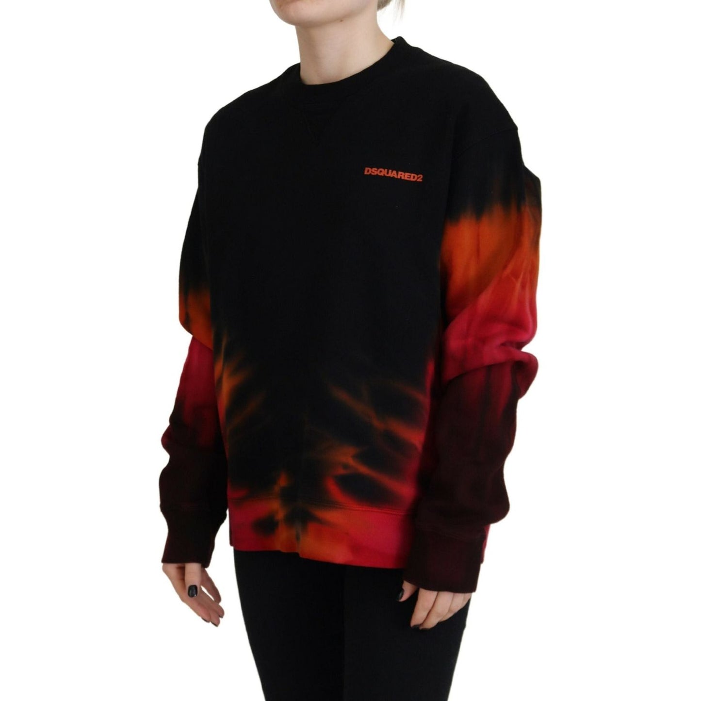 Dsquared² Black Tie Dye Logo Print Women Long Sleeve Sweater Dsquared² Rosy Brown