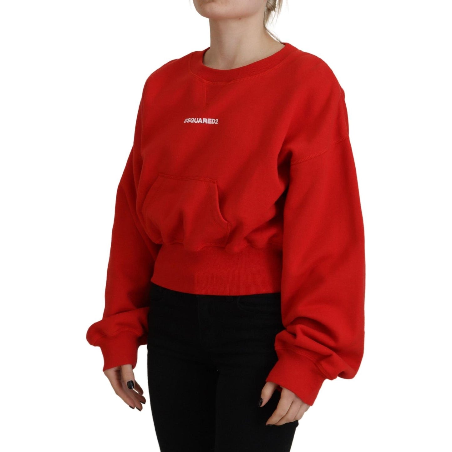Dsquared² Red Logo Print Women Crew Neck Long Sleeve Sweater Dsquared² Firebrick