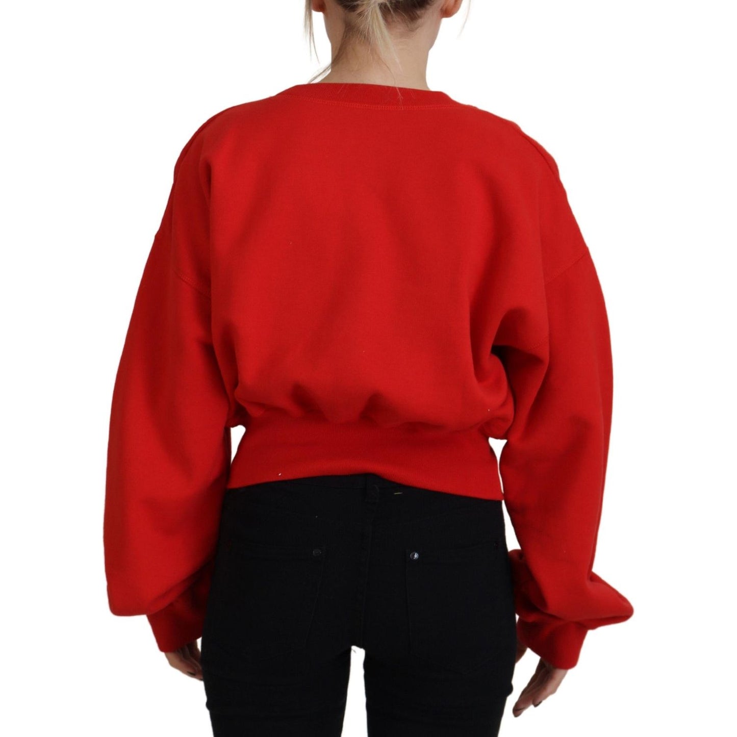 Dsquared² Red Logo Print Women Crew Neck Long Sleeve Sweater Dsquared² Firebrick