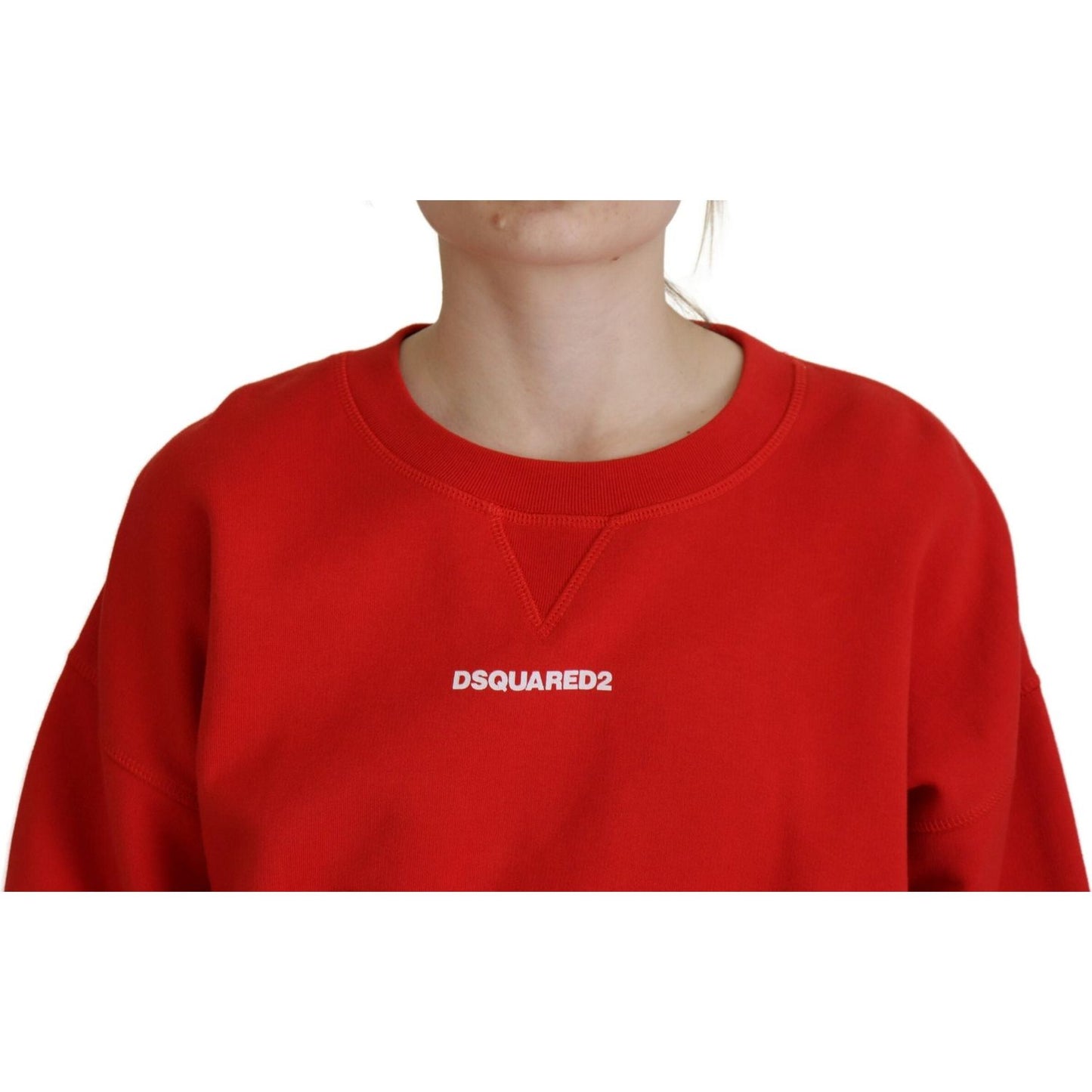 Dsquared² Red Logo Print Women Crew Neck Long Sleeve Sweater Dsquared² Firebrick