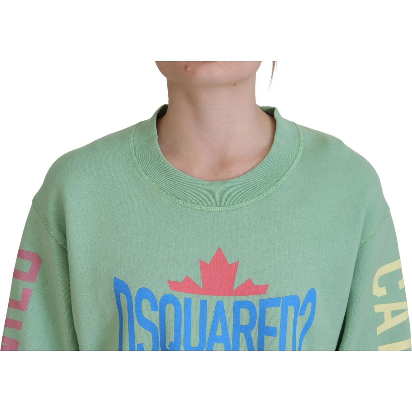 Dsquared² Green Logo Printed Crew Neck Long Sleeve Sweater Dsquared² Dark Sea Green