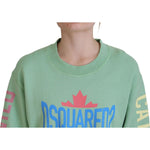 Dsquared² Green Logo Printed Crew Neck Long Sleeve Sweater Dsquared² Dark Sea Green
