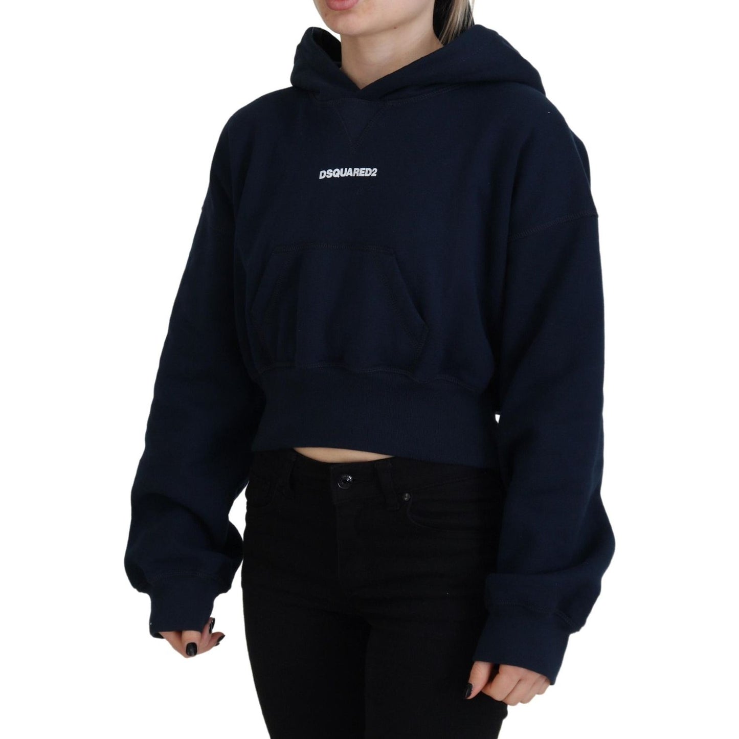 Dsquared² Blue Logo Print Hooded Cap Long Sleeve Sweater Dsquared² Black
