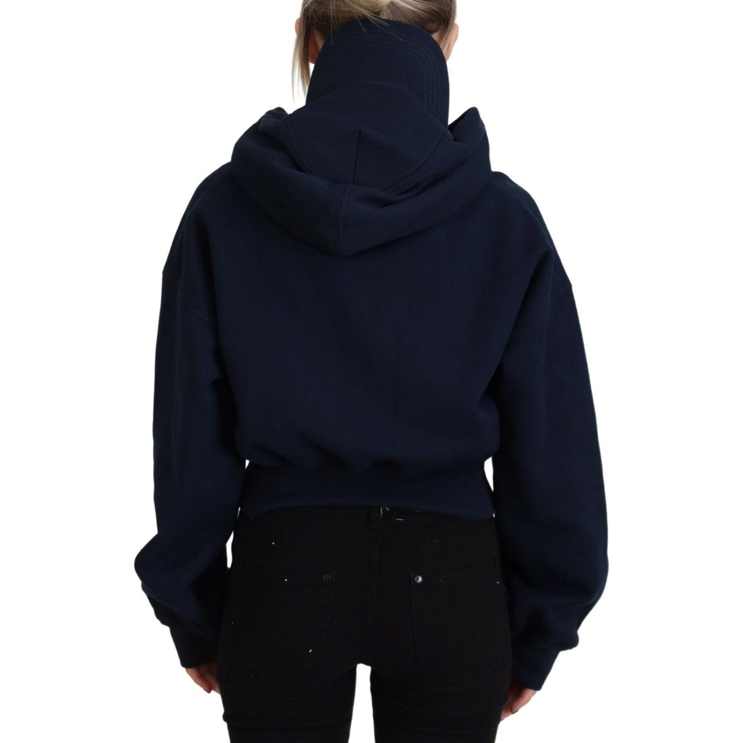 Dsquared² Blue Logo Print Hooded Cap Long Sleeve Sweater Dsquared² Black