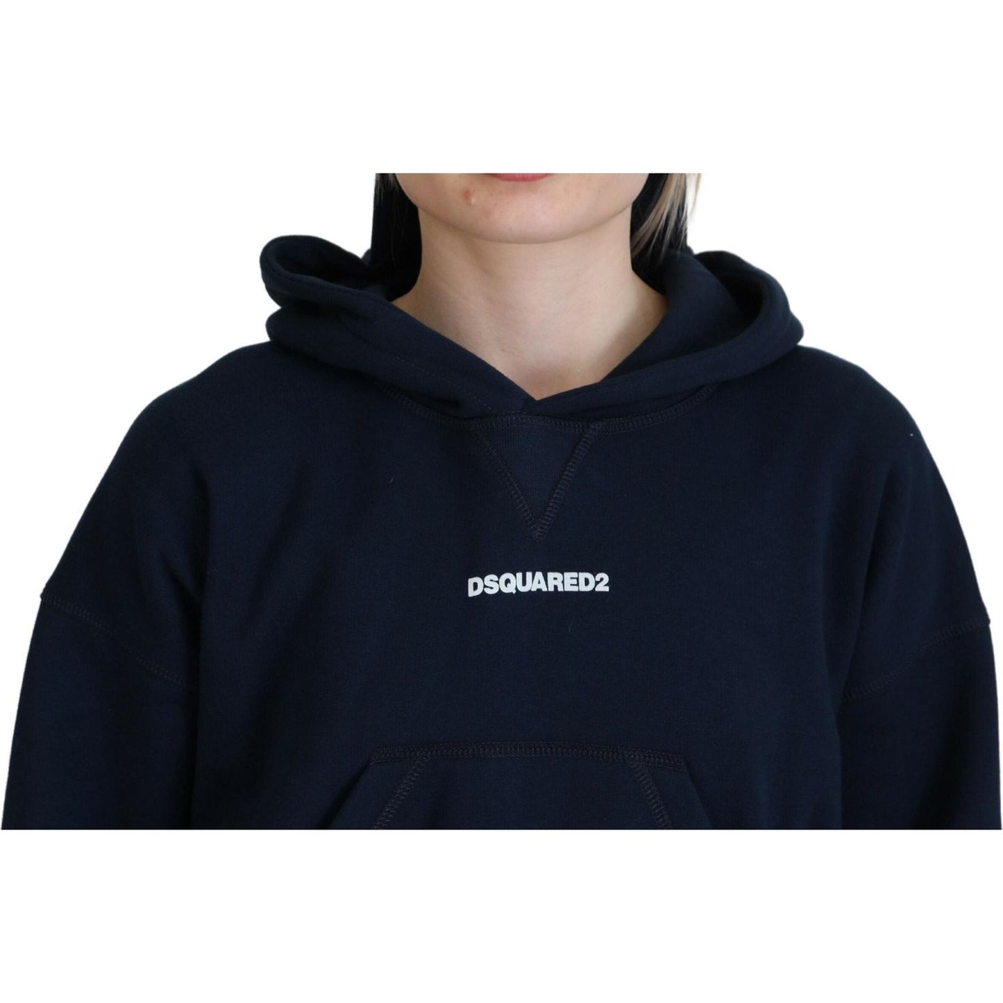 Dsquared² Blue Logo Print Hooded Cap Long Sleeve Sweater Dsquared² Black