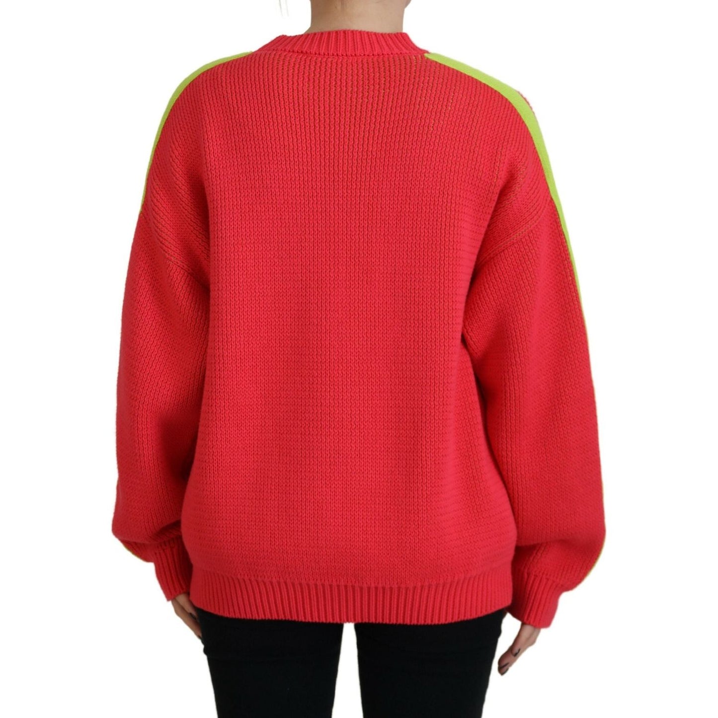Dsquared² Multicolor Cotton Knitted Crewneck Pullover Sweater Dsquared² Firebrick