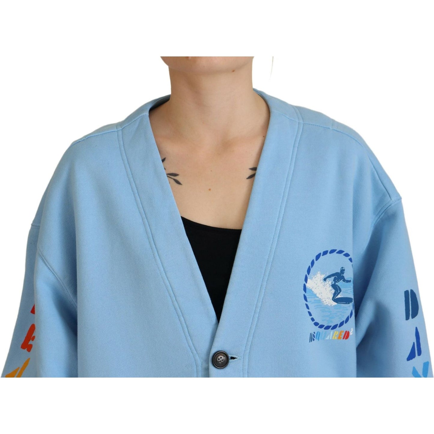 Dsquared² Blue Cotton Knitted Buttoned Cardigan Sweater Dsquared² Dark Gray