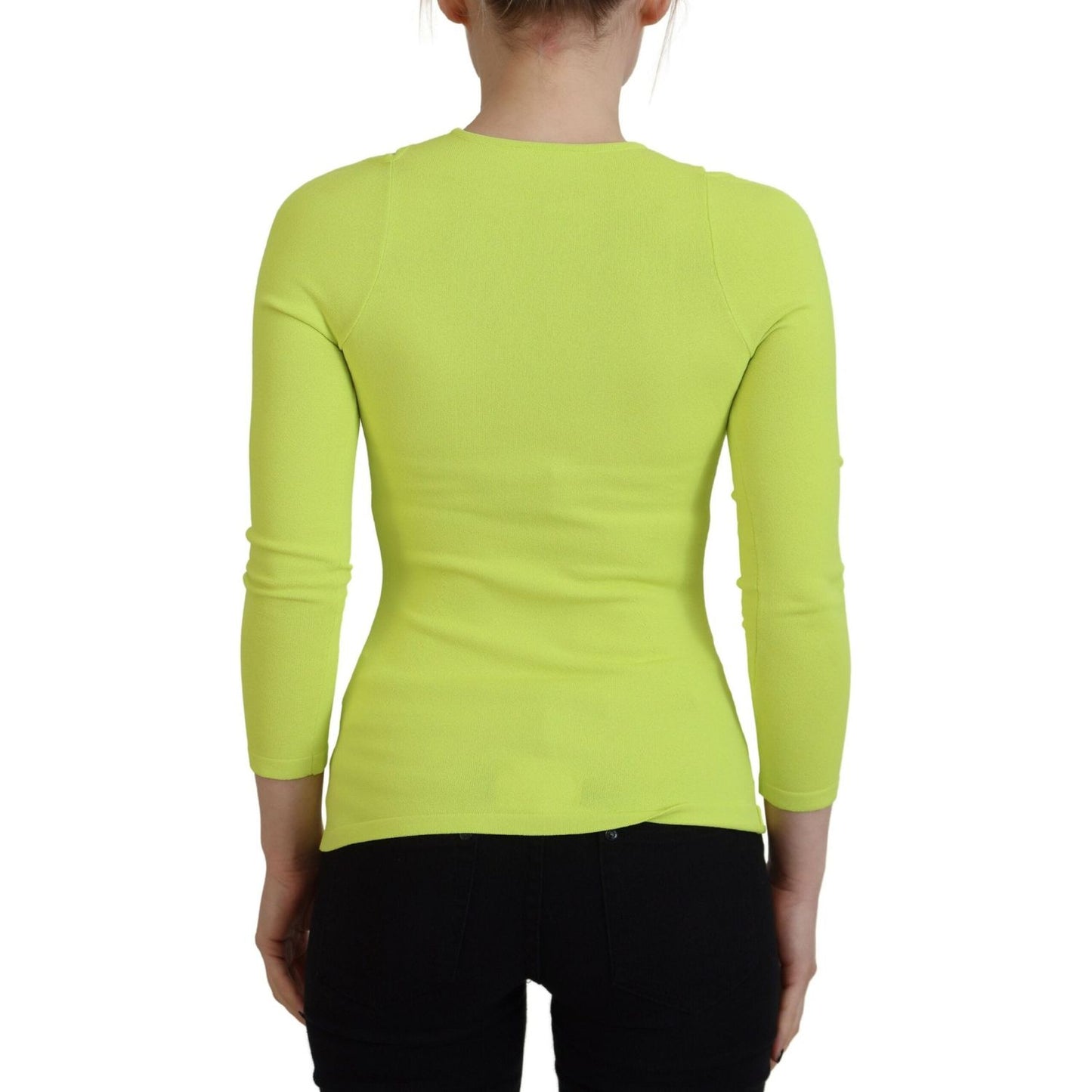 Dsquared² Yellow Green Viscose Open Shoulder Long Sleeves Top Dsquared² Dark Khaki