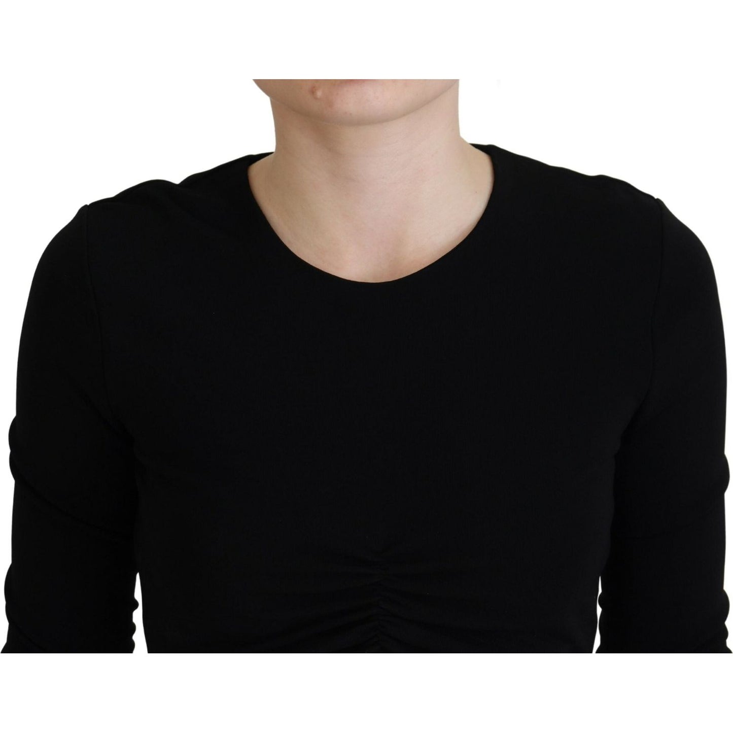 Dsquared² Black Viscose Cropped Round Neck Long Sleeves Top Dsquared² Black