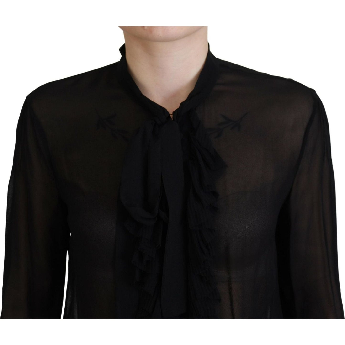 Dsquared² Black Viscose Long Sleeves See Through Blouse Top Dsquared² Black