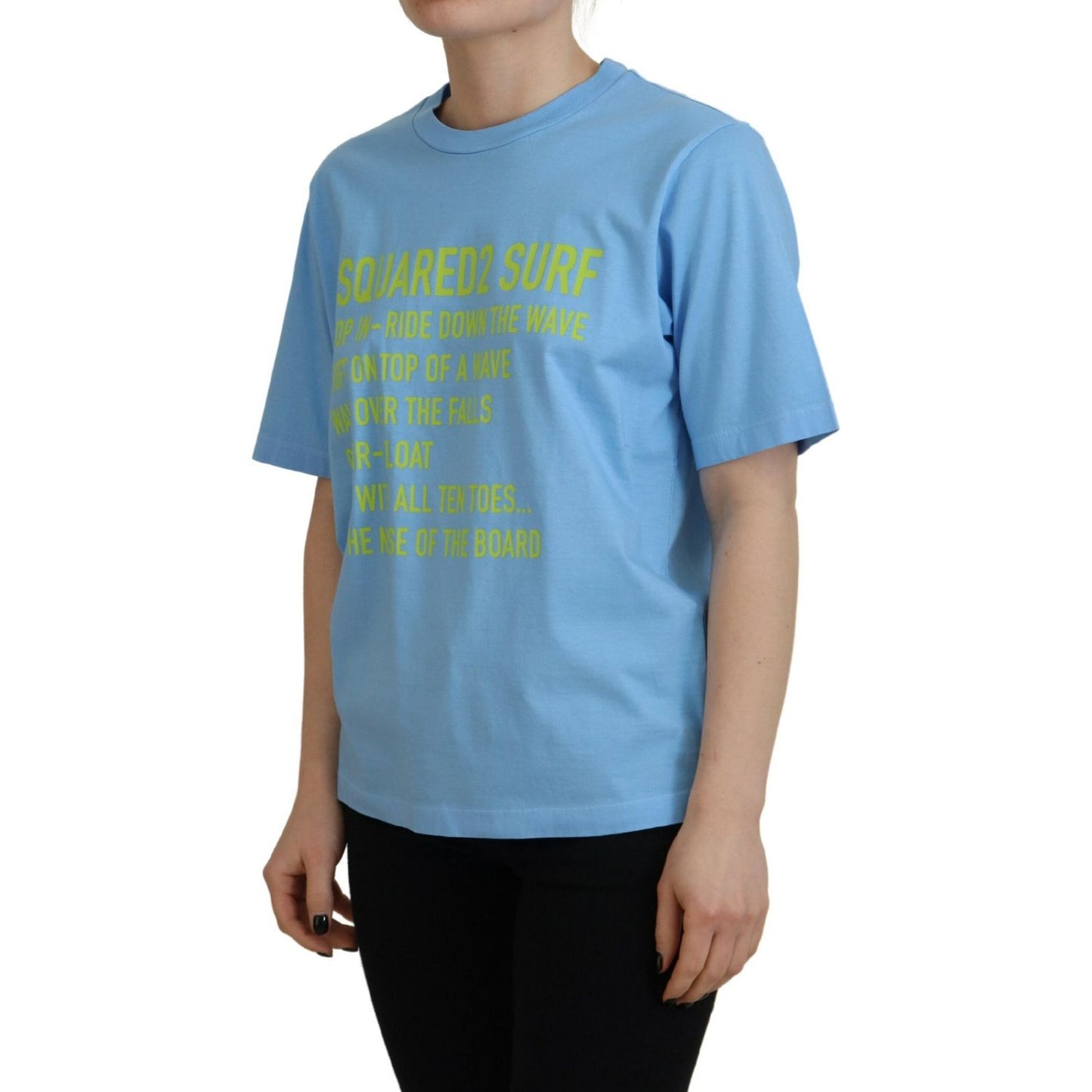 Dsquared² Blue Logo Print Cotton Crewneck Short Sleeve T-shirt Dsquared² Light Slate Gray