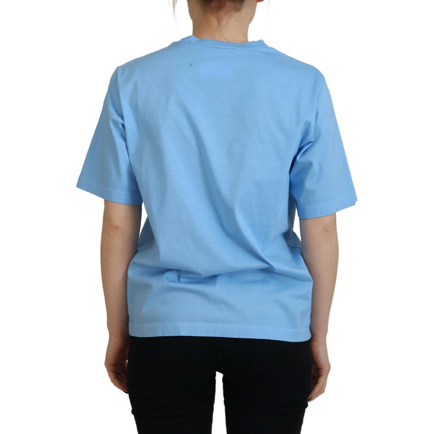 Dsquared² Blue Logo Print Cotton Crewneck Short Sleeve T-shirt Dsquared² Cornflower Blue