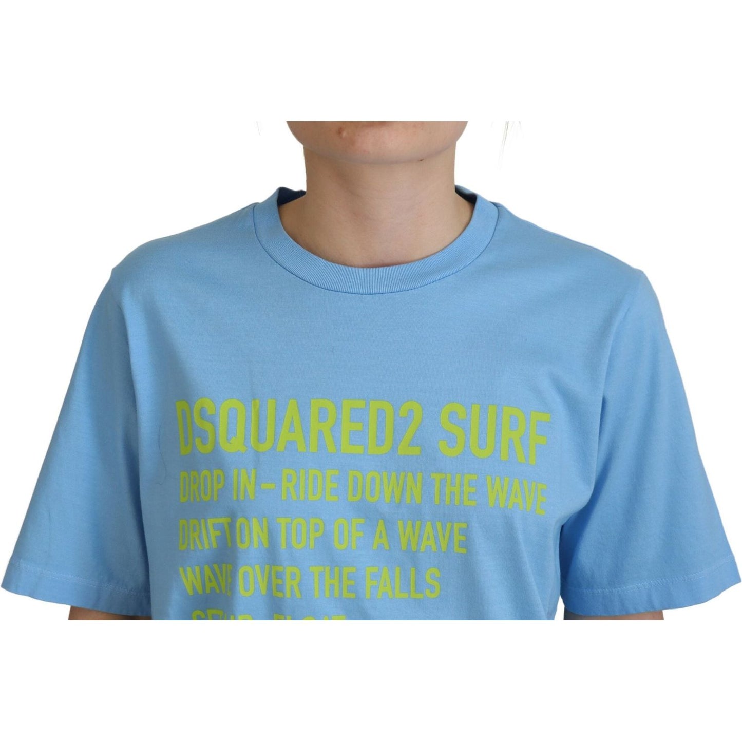 Dsquared² Blue Logo Print Cotton Crewneck Short Sleeve T-shirt Dsquared² Cadet Blue