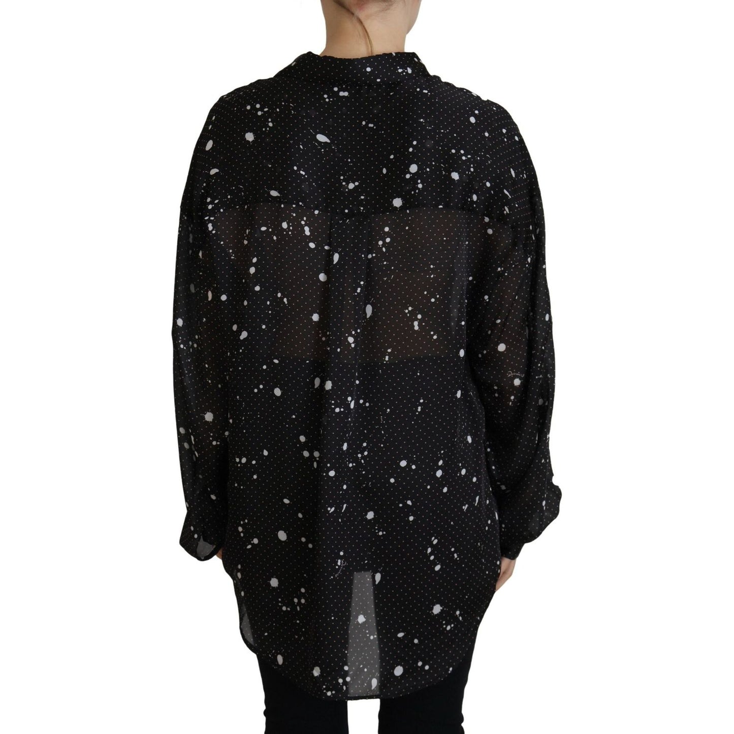 Dsquared² Black Polka Dots Collared Button Down Blouse Top Dsquared² Black