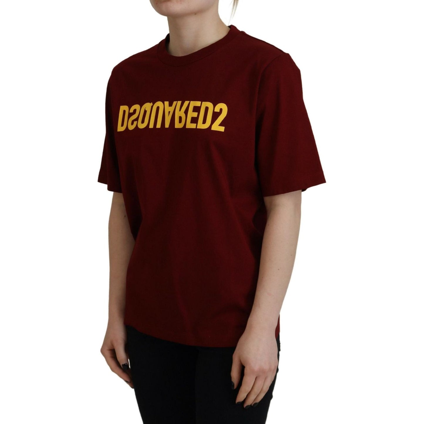 Dsquared² Maroon Logo Cotton Crewneck Short Sleeve Tee T-shirt Dsquared² Black