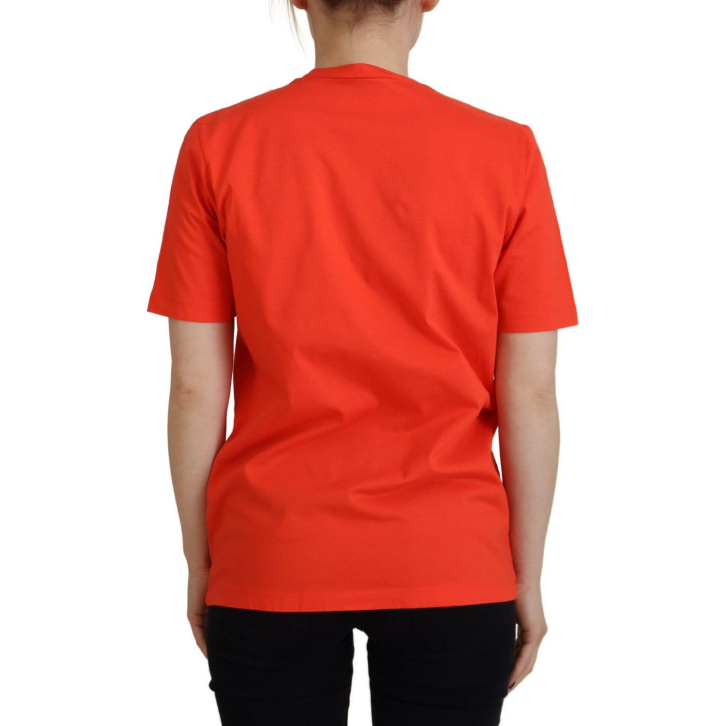 Dsquared² Orange Cotton Shiny Icon East Tee Crewneck T-shirt Dsquared² Firebrick