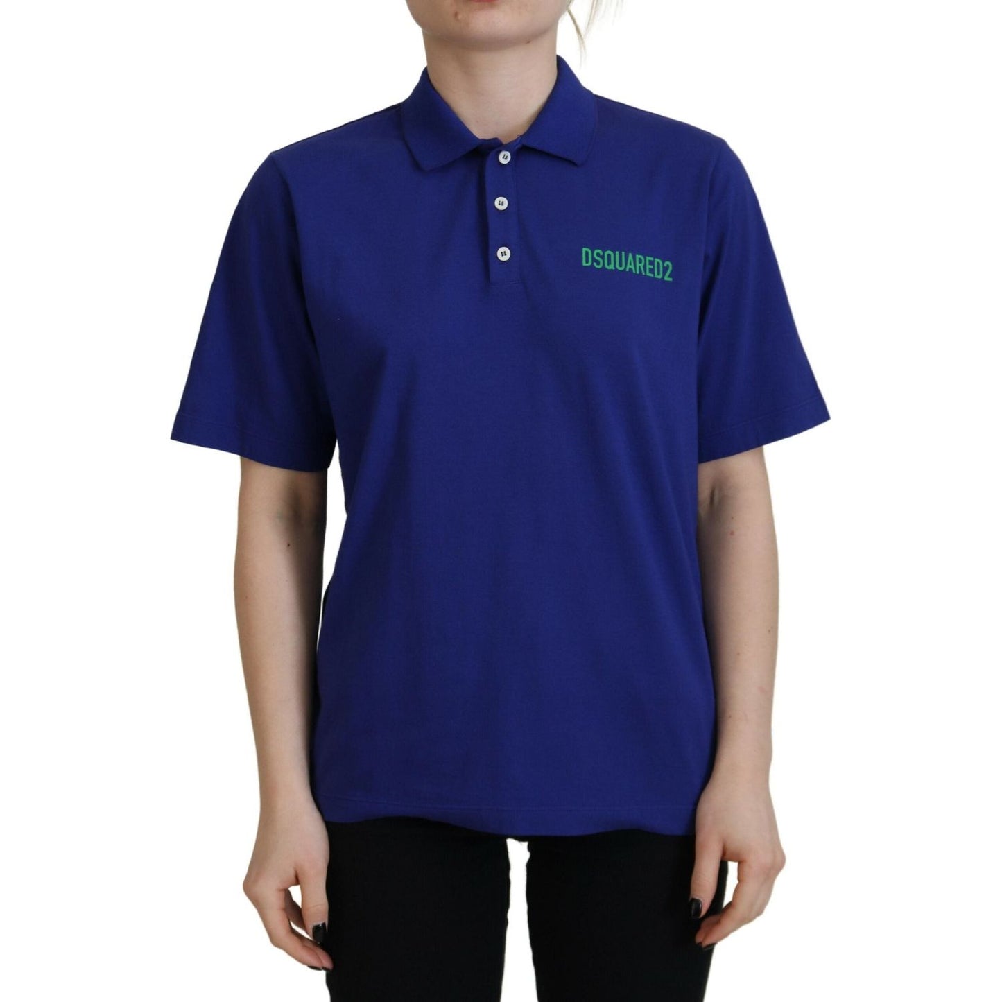 Dsquared² Blue Collared Writings Polo Short Sleeves T-shirt Dsquared² Midnight Blue