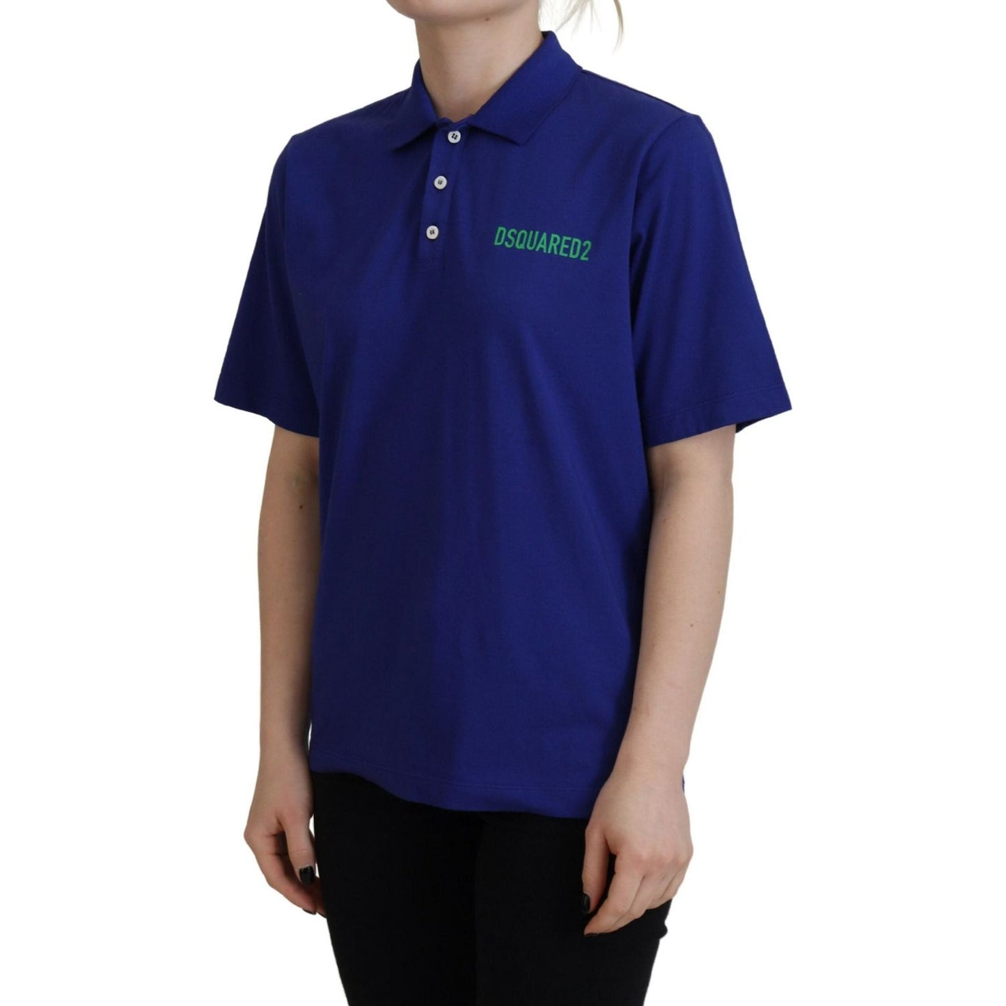 Dsquared² Blue Collared Writings Polo Short Sleeves T-shirt Dsquared² Midnight Blue