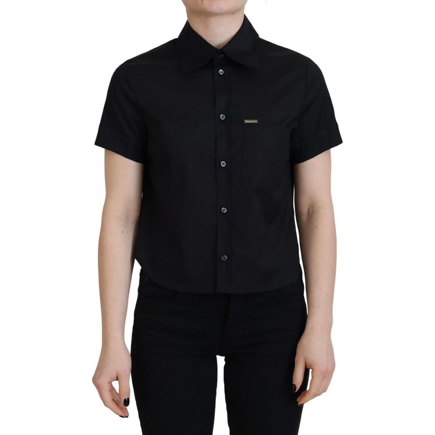 Dsquared² Black Collared Button Down Short Sleeves Polo Top Dsquared² Rosy Brown