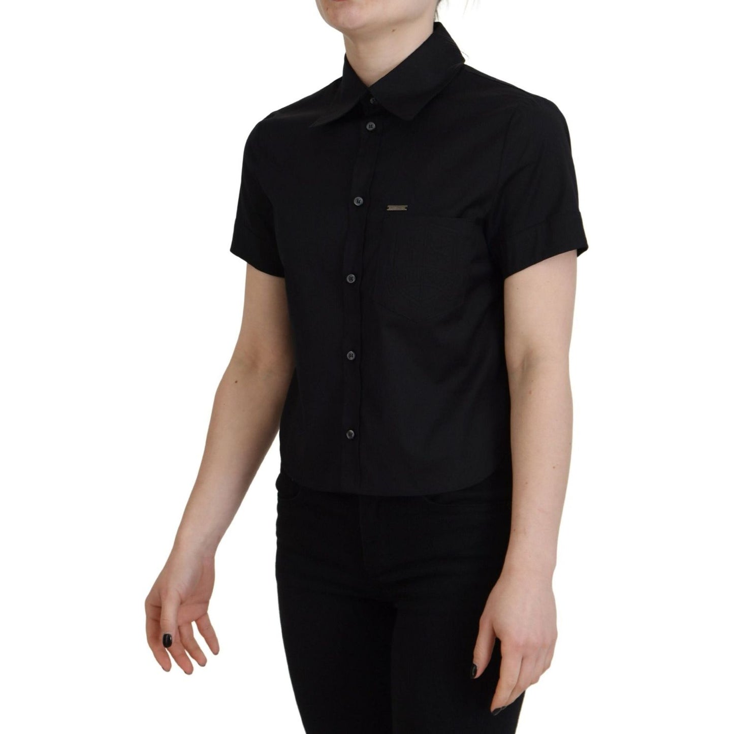 Dsquared² Black Collared Button Down Short Sleeves Polo Top Dsquared² Black