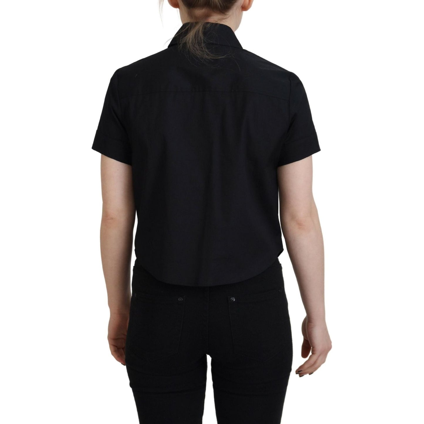 Dsquared² Black Collared Button Down Short Sleeves Polo Top Dsquared² Rosy Brown