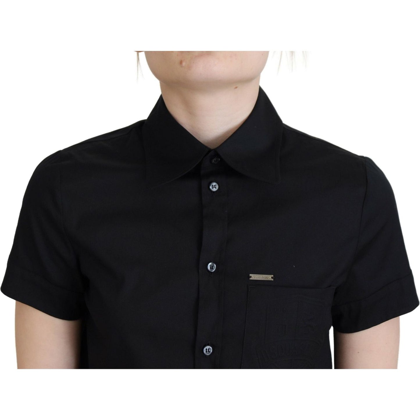 Dsquared² Black Collared Button Down Short Sleeves Polo Top Dsquared² Black