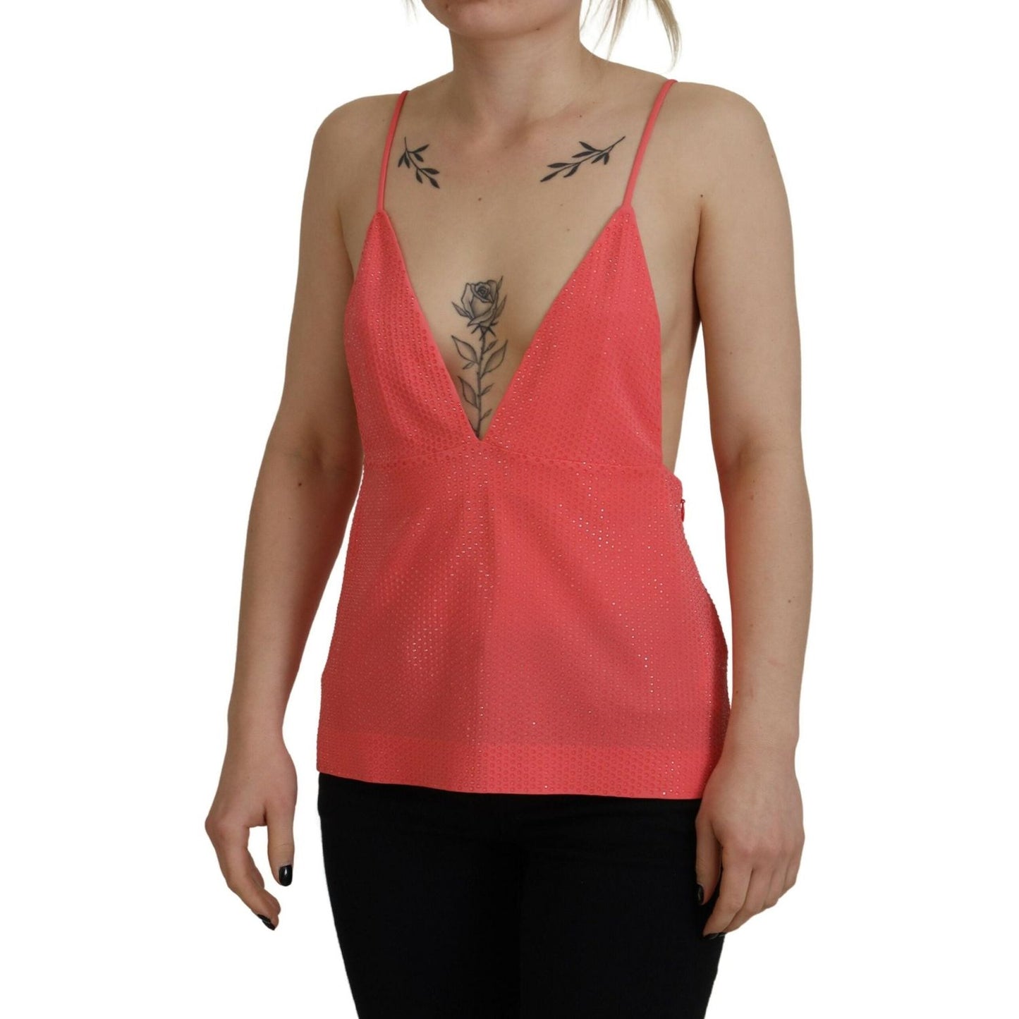 Dsquared² Pink Sleeveless Spaghetti Strap Cami V-neck Top Dsquared² Sienna