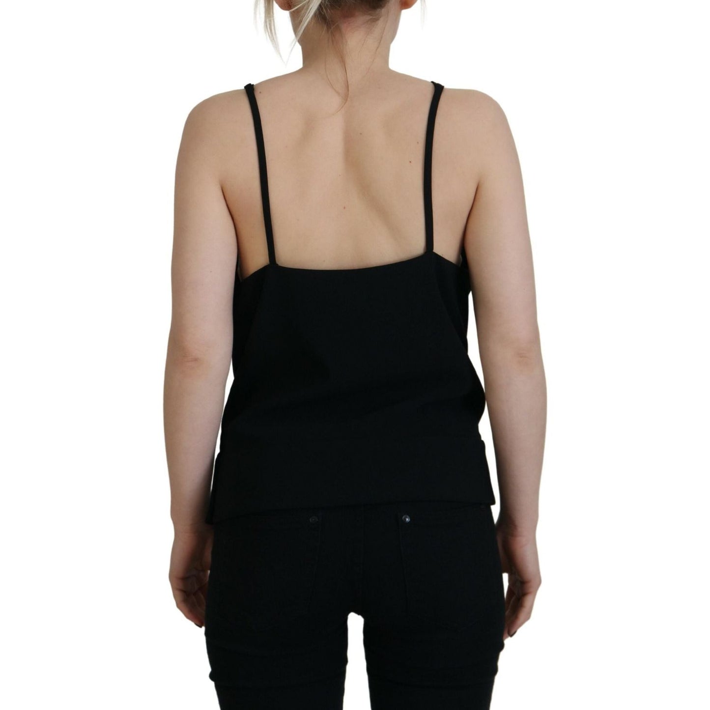 Dsquared² Black Embellished Deep V-neck Sleeveless Tank Top Dsquared² Rosy Brown