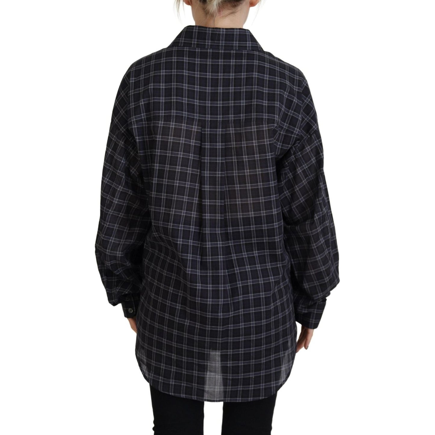 Dsquared² Black Checkered Collared Button Long Sleeves Shirt Dsquared² Black