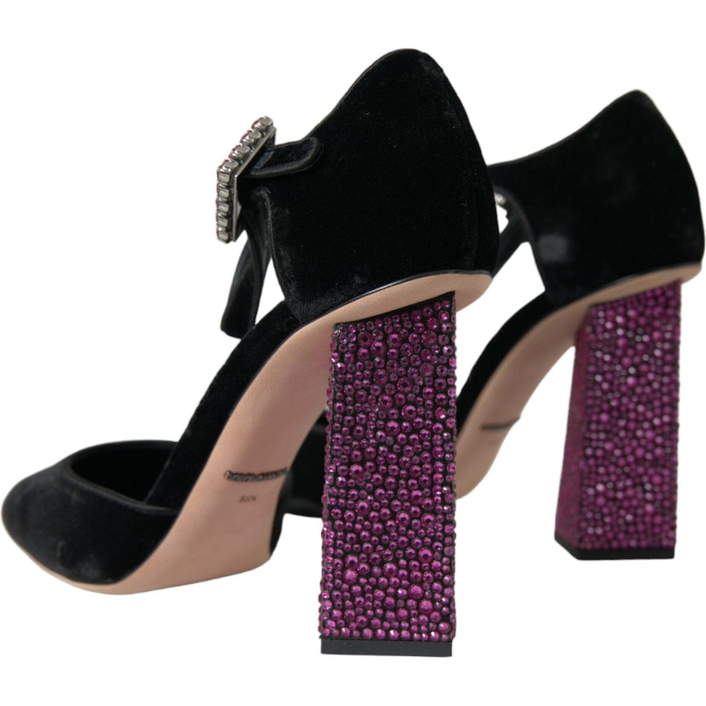 Dolce & Gabbana Black Velvet Strass Crystal Mary Janes Shoes Dolce & Gabbana Black